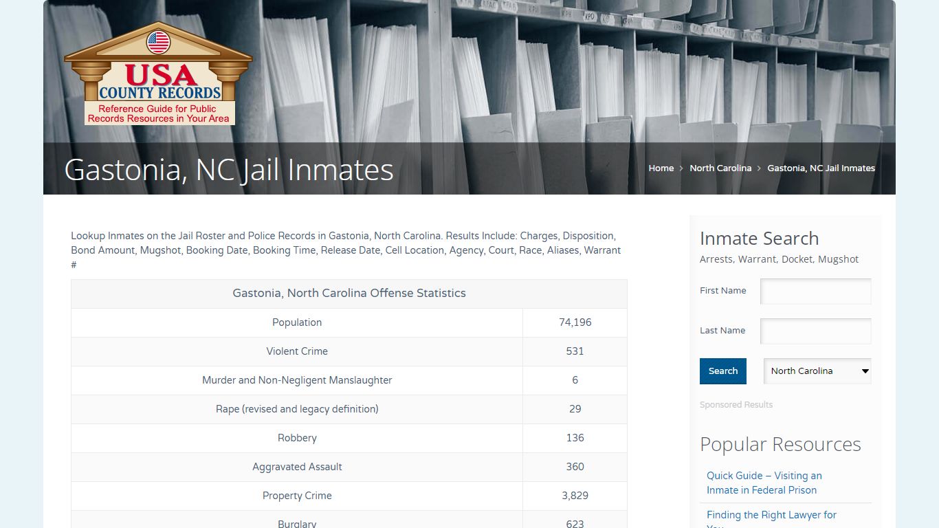 Gastonia, NC Jail Inmates | Name Search